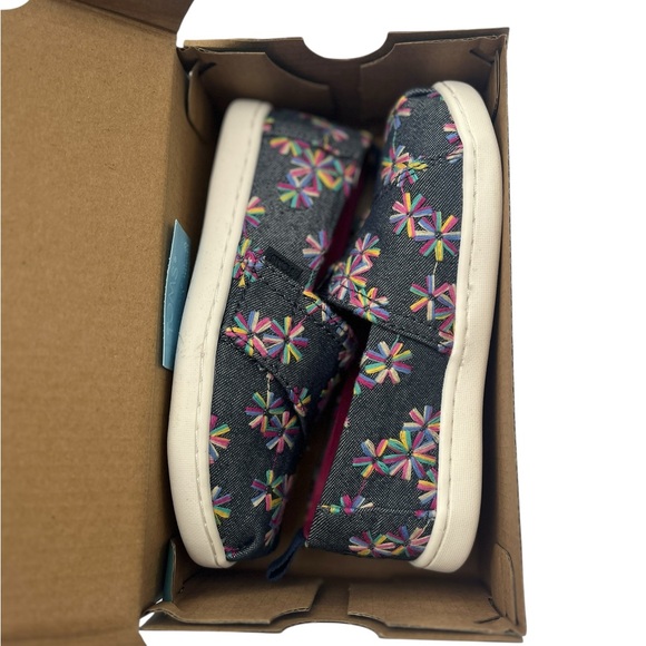 Toms Other - TOMS Tiny Alpargata Toddler Shoes Size 10 Navy Embroidered Floral NIB